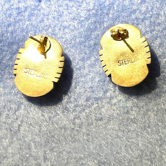 Estate Sterling Navajo Turquoise Earrings - Picture 3 of 5